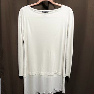 Eileen Fisher Petite Silk Chiffon Tunic Top, Sz PP, Beige,   PEM22